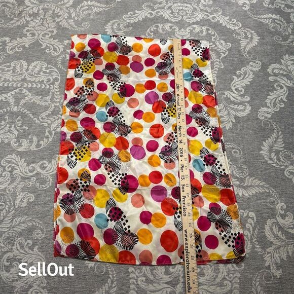 Women's Colorful Polka Dot Scarf Multicolor OS Standard 56"x18" Red - Picture 2 of 3